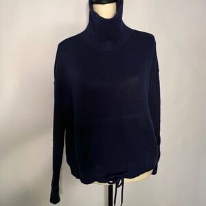 90 Degree by Reflex Cowl Neck Drawstring Sweater- Navy Sz L